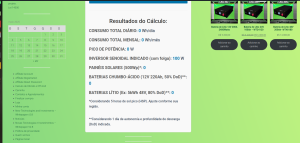 Calculadora Solar - Calcule os componente de seu sistema solar Híbrido ou Off-Grid - Imagem 4